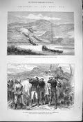Original Old Antique Print 1879 Zulu War Amatikulu River British Generals Siers