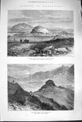 Old Antique Print 1879 Afghanistan Ahin Posh Tope Kunar Kona-Deh Vihara 19th