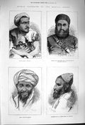 Original Old Antique Print 1879 Afghan Adal Mohammed Din Sirdar Wali Hay 19th