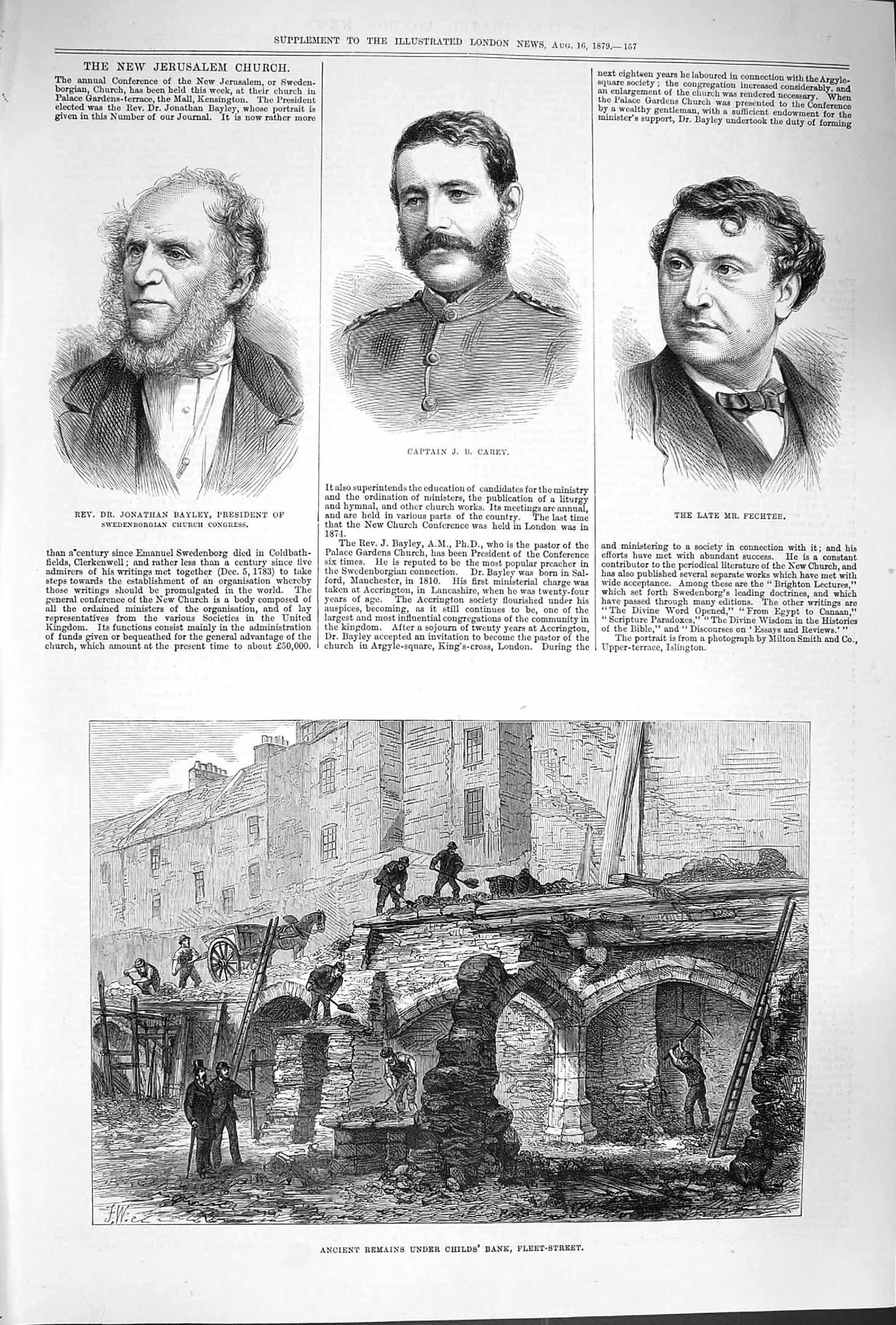 Old Antique Print 1879 Child'S Bank Bayley Carey Fechter Jerusalem Church 19th