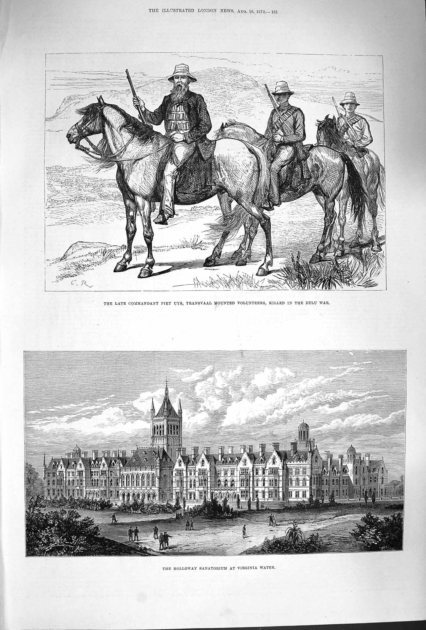 Original Old Antique Print 1879 Holloway Sanatorium Virginia Piet Uys Z 19th