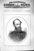 Original Old Antique Print 1879 Major Sir Pierre Louis Napoleon Cavagnar 19th