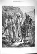 Original Old Antique Print 1879 Afghan Mountaineers Men Uniform Weap Victorian