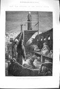Original Old Antique Print 1879 Zulu War Bromhead Post New Fort Rorke' Victorian