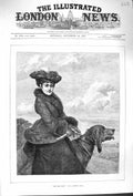 Original Old Antique Print 1879 Whip Hand Young Lady Big Hound Dog Fine Art