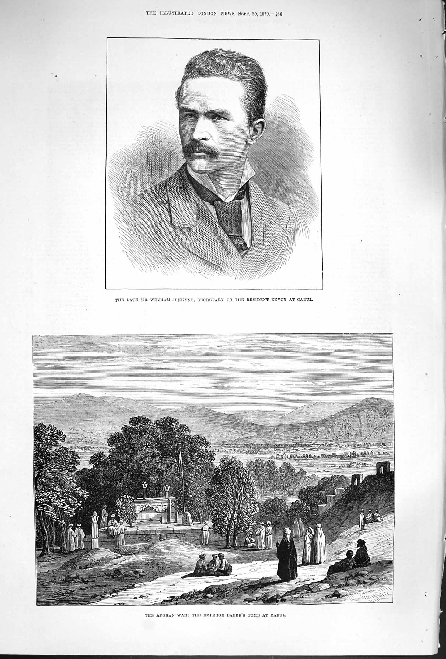 Old Antique Print 1879 William Jenkyns Cabul Afghanistan War Baber Tomb 19th