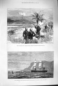 Old Antique Print 1879 Zulu War Shelling Kraals Umvolosi Ship Bacchante 19th