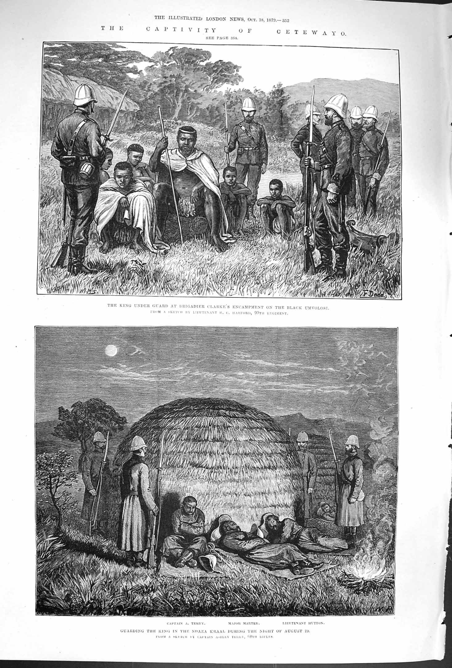 Original Old Antique Print 1879 Cetewayo Africa Clarke Hutton Terry Durnford