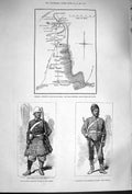 Old Antique Print 1879 General Robert Map Cabul Kasim Ammer Army Highland 19th