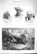 Old Antique Print 1879 Burning Ghaut Calcutta India Joghi Mahratta Joda 19th