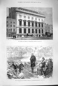 Old Antique Print 1879 Library Museum Bartholomews Hospital Prince Wales 19th