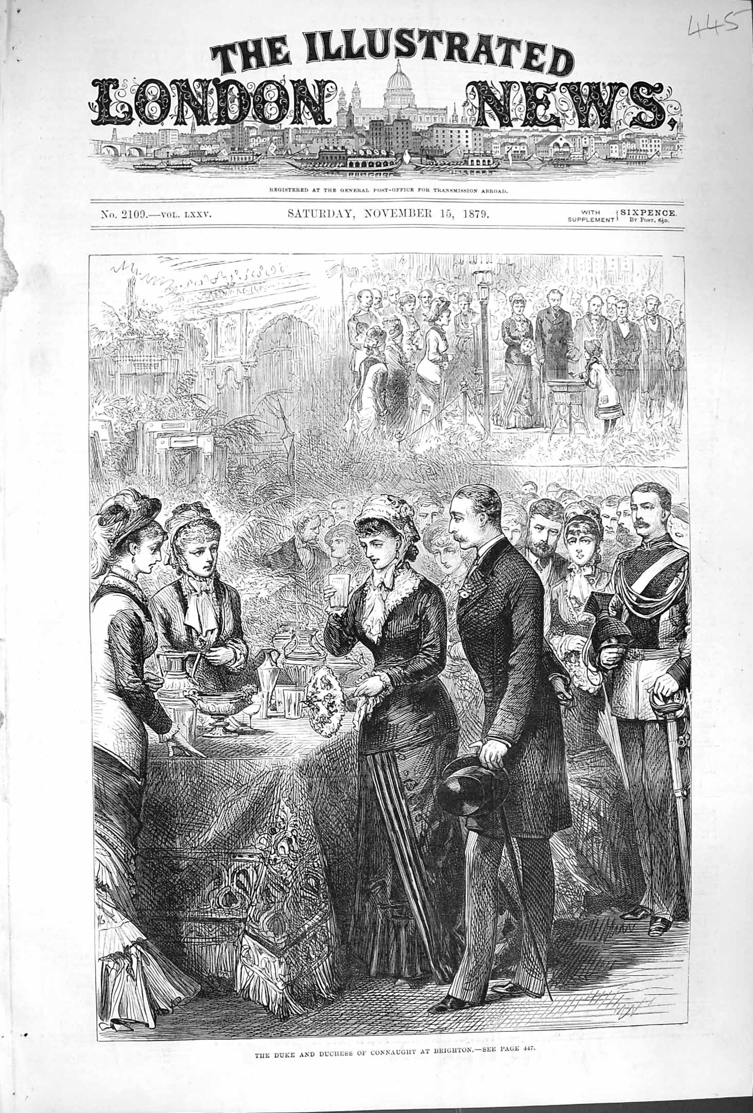 Original Old Antique Print 1879 Duke Duchess Connaught Brighton 19th