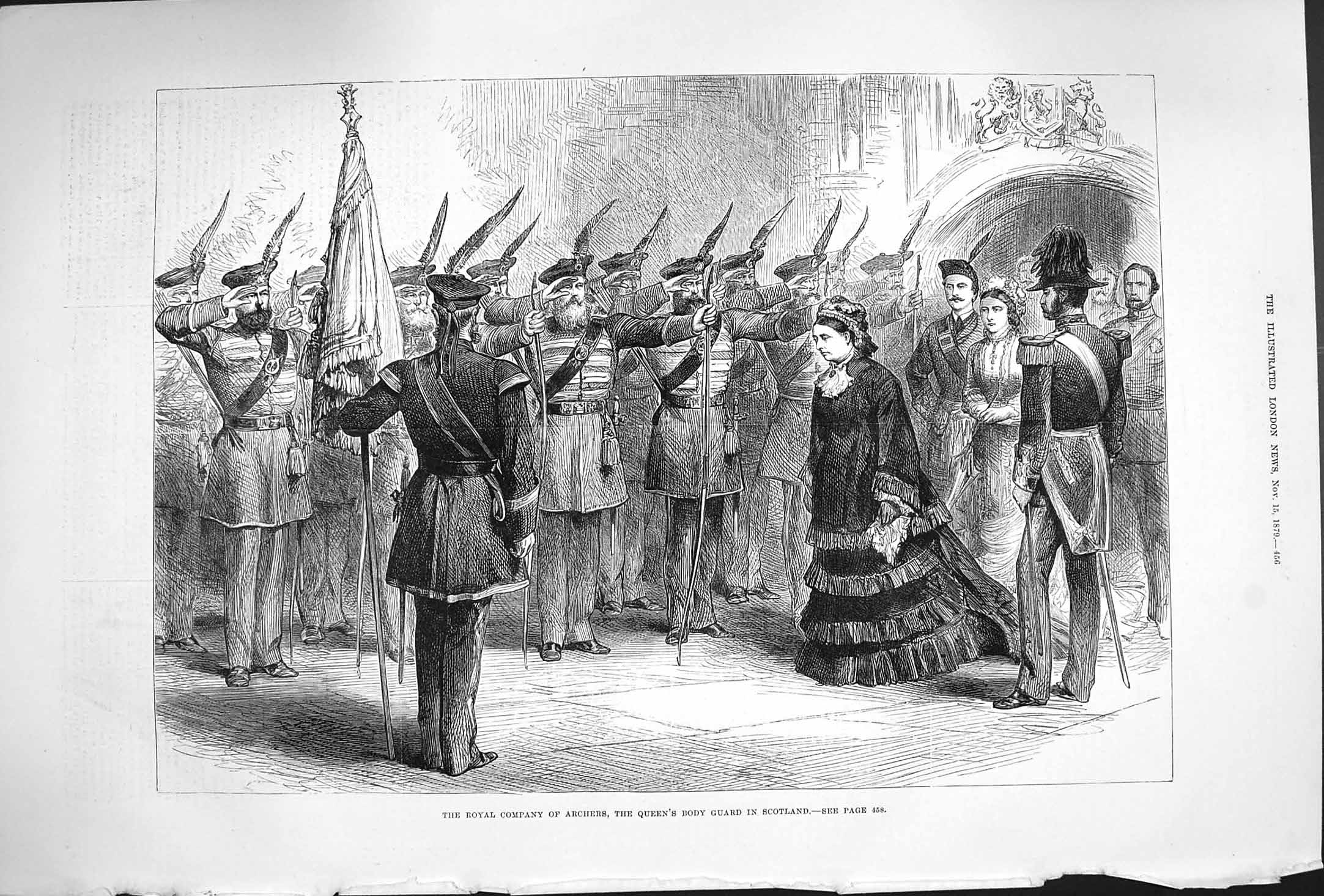 Old Antique Print 1879 Royal Company Archers Queen'S Body Guard Scotland 19th