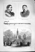 Old Antique Print 1879 Kinloch Fry Sundial Pancras Gardens Burdett-Coutts 19th
