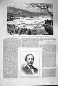 Old Antique Print 1879 Nugent Arica Sculling Match Paramatta River Sydney 19th