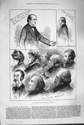 Original Old Antique Print 1879 Mr. Gladstone Music Hall Edinburgh Audience