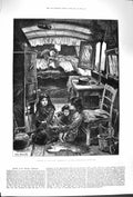 Original Old Antique Print 1879 Gipsy Life Interior Van Latimer-Road Notti 19th