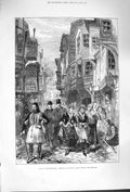 Original Old Antique Print 1879 Life Constantinople Christians Returning 19th