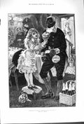 Original Old Antique Print 1879 Christmas Decorations Native Servant Man Girl