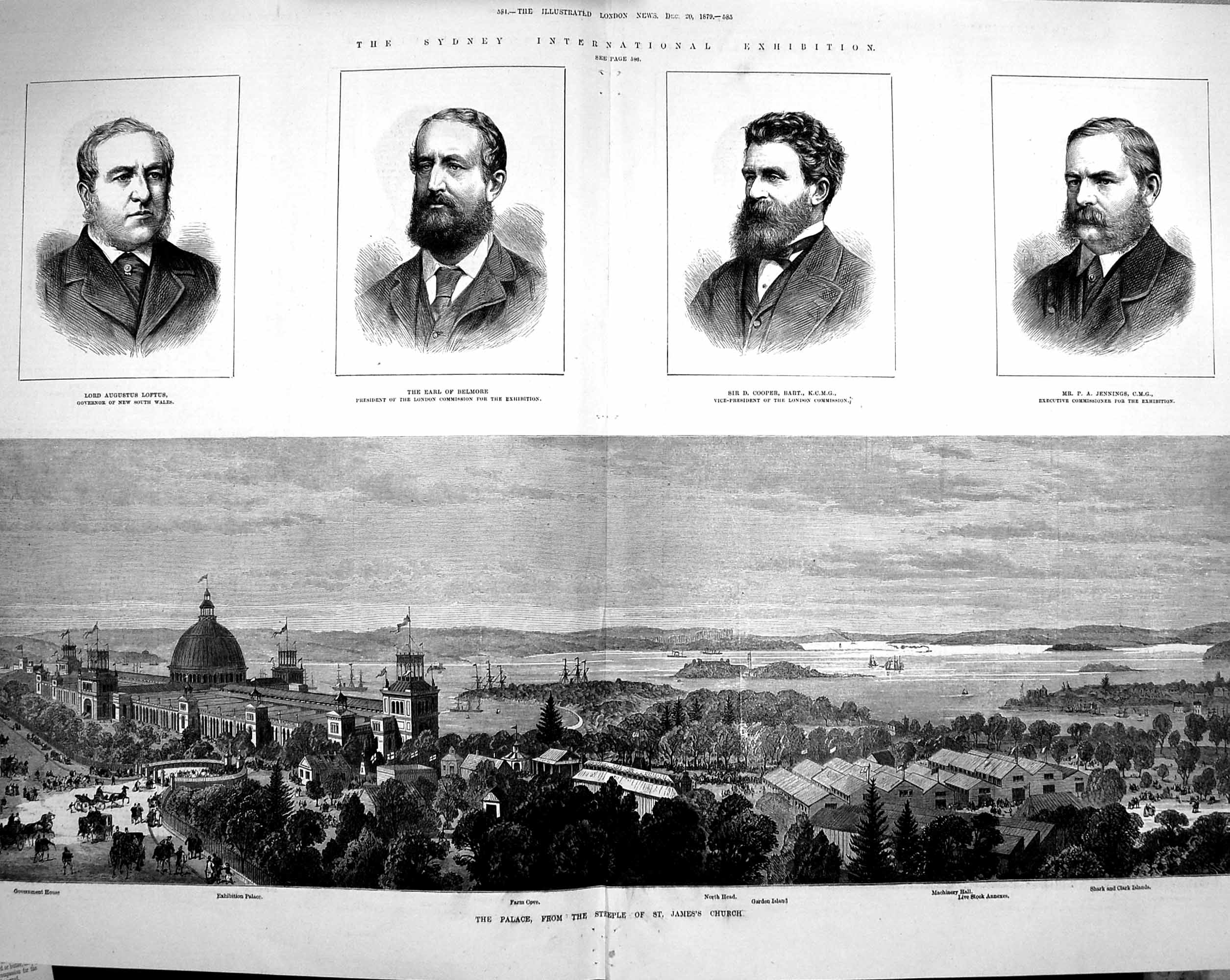 Original Old Antique Print 1879 Palace James'S Church Sydney Loftus Belmore 19th