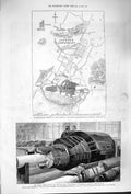 Old Antique Print 1879 Plan Cabul Sherpur Gun Thunderer Woolwich Arsenal 19th