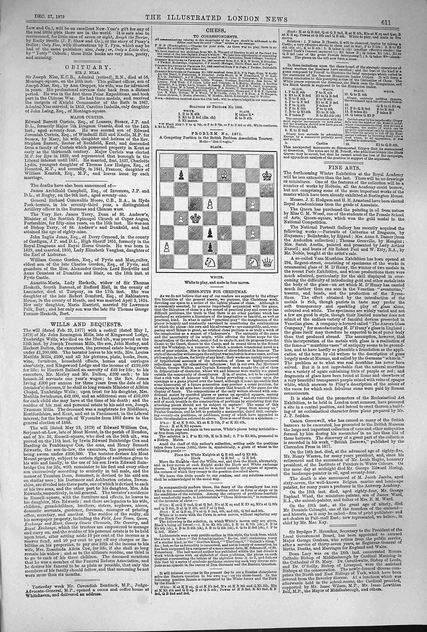 Old Antique Print 1879 Seventeen Full Pages Chess Moves Illustrated News 19th