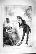 Old Antique Print 1879 May I Have The Pleasure Man Lady Romance Barnard 19th