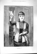 Old Antique Print 1879 My Christmas Box Young Woman Letter Hunt Fine Art 19th