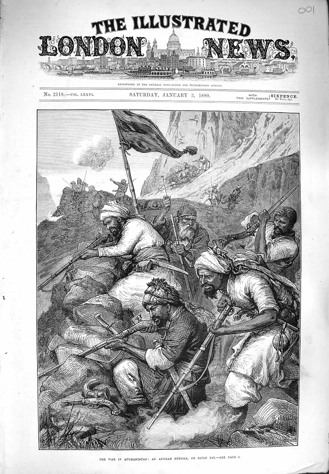 Original Old Antique Print 1880 War Afghanistan Afghan Sungha Rifle Pi Victorian