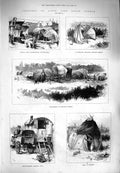 Original Old Antique Print 1880 Gipsy Life London Mitcham -Grinder Hackney 19th