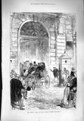 Original Old Antique Print 1880 Scene Attempt Shoot King Spain Madrid Carriage