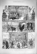 Original Old Antique Print 1880 Christmas Pantomimes Sinbad Drury Lane Theatre
