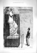 Old Antique Print 1880 Sculpture Venus Mars Louver Gallery Paris France 19th