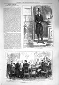 Old Antique Print 1880 Earl Rackland Men Meeting Dinner Table People Met 19th