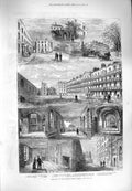 Original Old Antique Print 1880 Queen Bench Prison Lord George Gordon G 19th