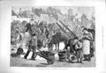 Original Old Antique Print 1880 Ireland Turf Market Street Scene Horses Carts