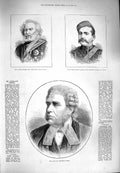 Original Old Antique Print 1880 General John Low Captain Butson Serjeant Parry