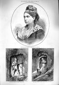 Original Old Antique Print 1880 Duchess Marlborough Nymph Smyrna Mount Sipylus