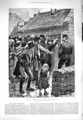 Original Old Antique Print 1880 Ireland Scene Serving Process Headford Galway