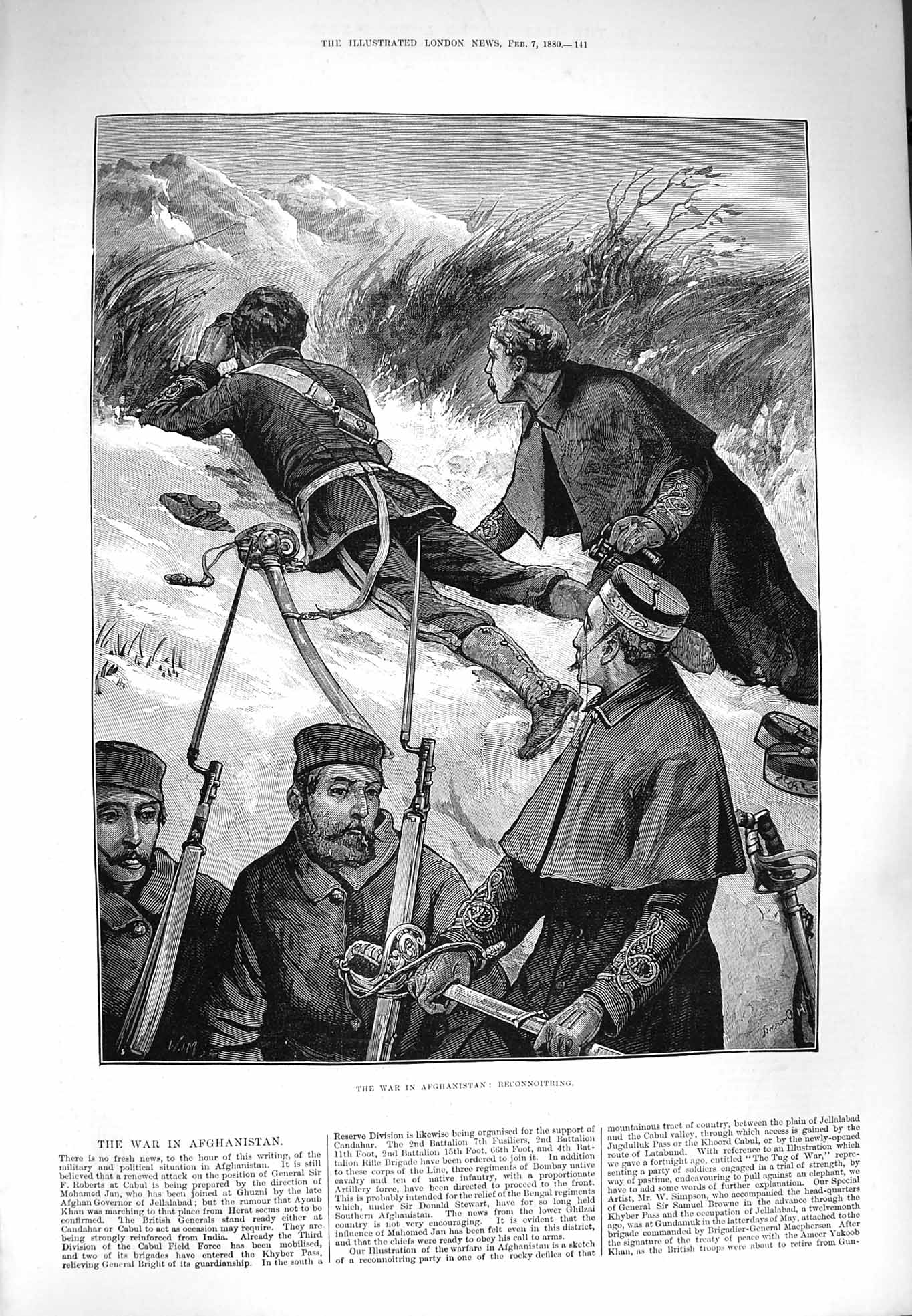 Original Old Antique Print 1880 War Afghanistan Siers Reconnoitring Fine Art