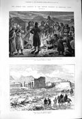 Old Antique Print 1880 Afghan War Sherpore Cabul Ghazis Sherpore Gatling 19th