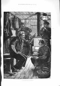 Original Old Antique Print 1880 Forecastle Yarn Ship Sailors Navy Fine Art 19th