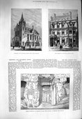 Original Old Antique Print 1880 Corsshill Govanhill Burgh Glasgow Tomb Nofre