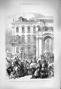 Original Old Antique Print 1880 Emperor Russia Soltykoff Balcony Winter Palace