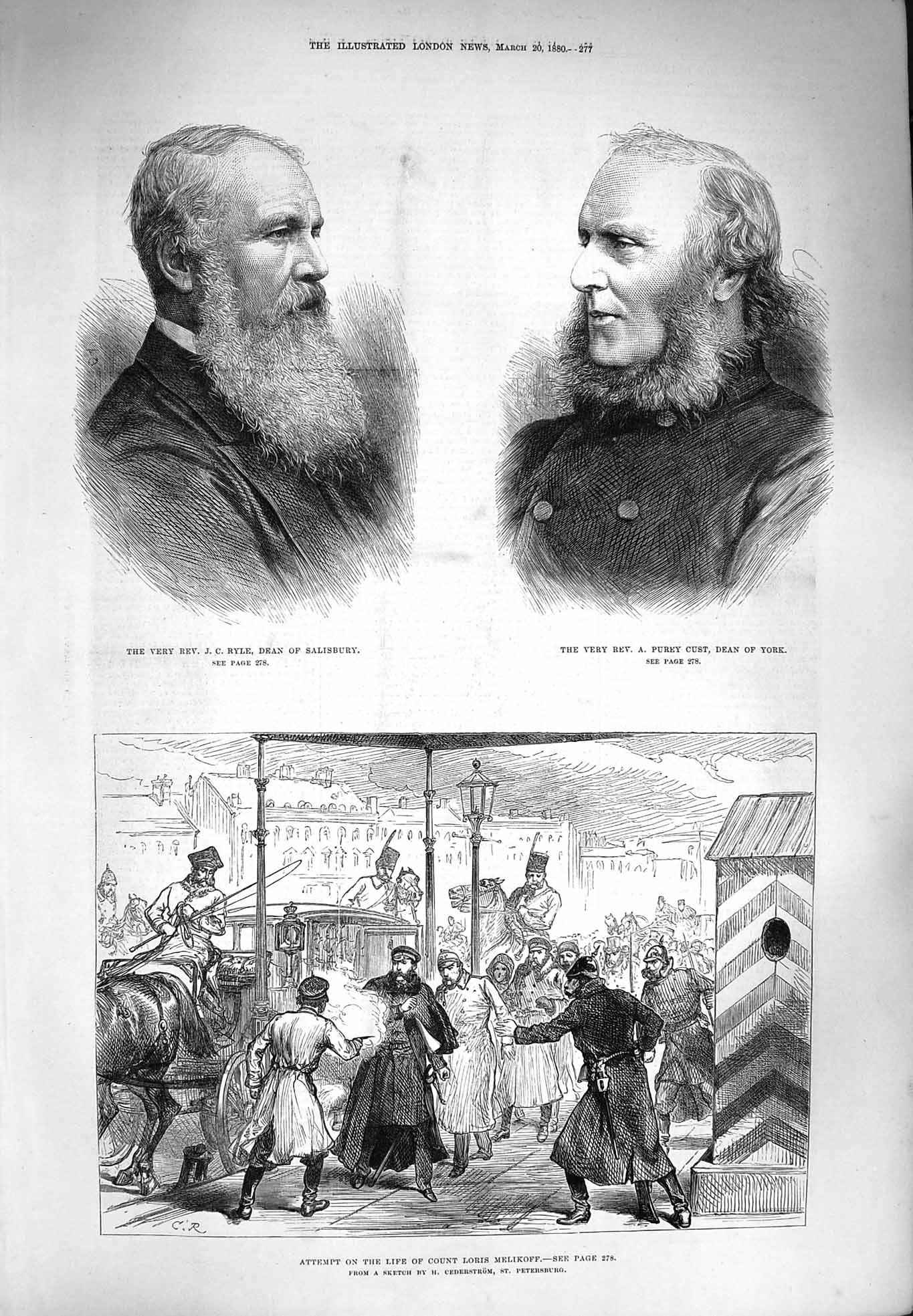 Original Old Antique Print 1880 Ryle Salisbury Purey York Count Loris Melikoff