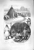 Old Antique Print 1880 Russia Laplanders Neva St. Petersburg Tent People 19th
