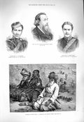 Original Old Antique Print 1880 Afghans Namaz Hearsey Branwhite Hardy War Men