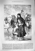 Old Antique Print 1880 Ireland Scene Families Going To Church Horse Coach 19th