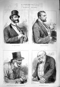 Original Old Antique Print 1880 Election Chairman Committee Voter Beaconsfield