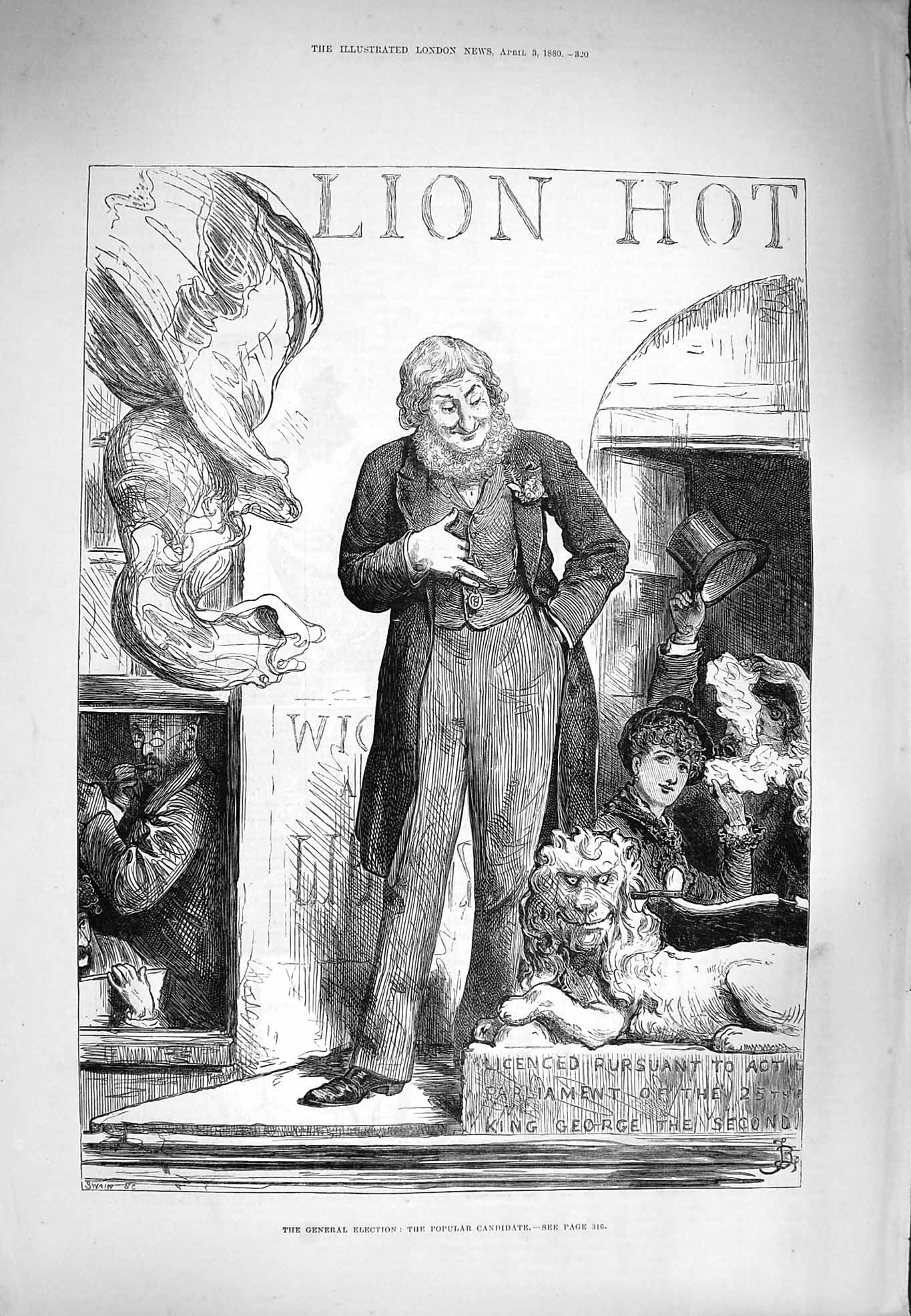Original Old Antique Print 1880 General Election Popular Unpopular Candidate